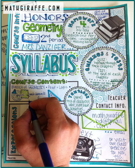 Free Syllabus Template -- Doodle Style -- From Math Giraffe