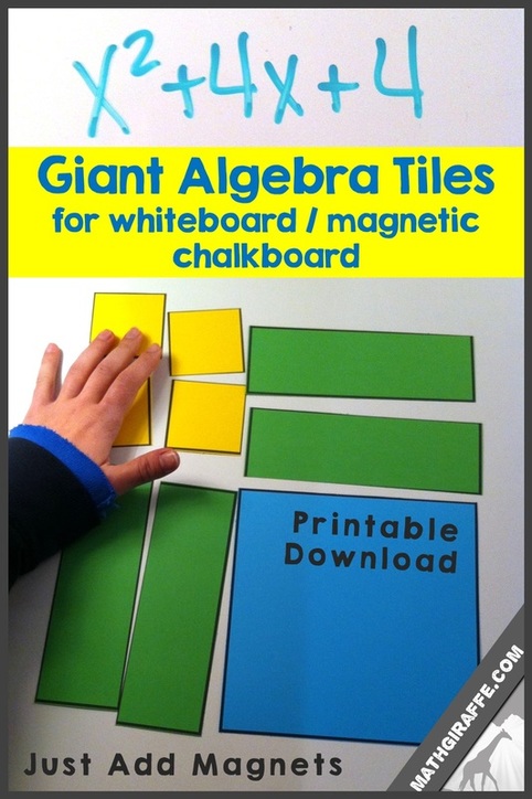 Giant Algebra Tiles for Magnetic Whiteboard - Free Download