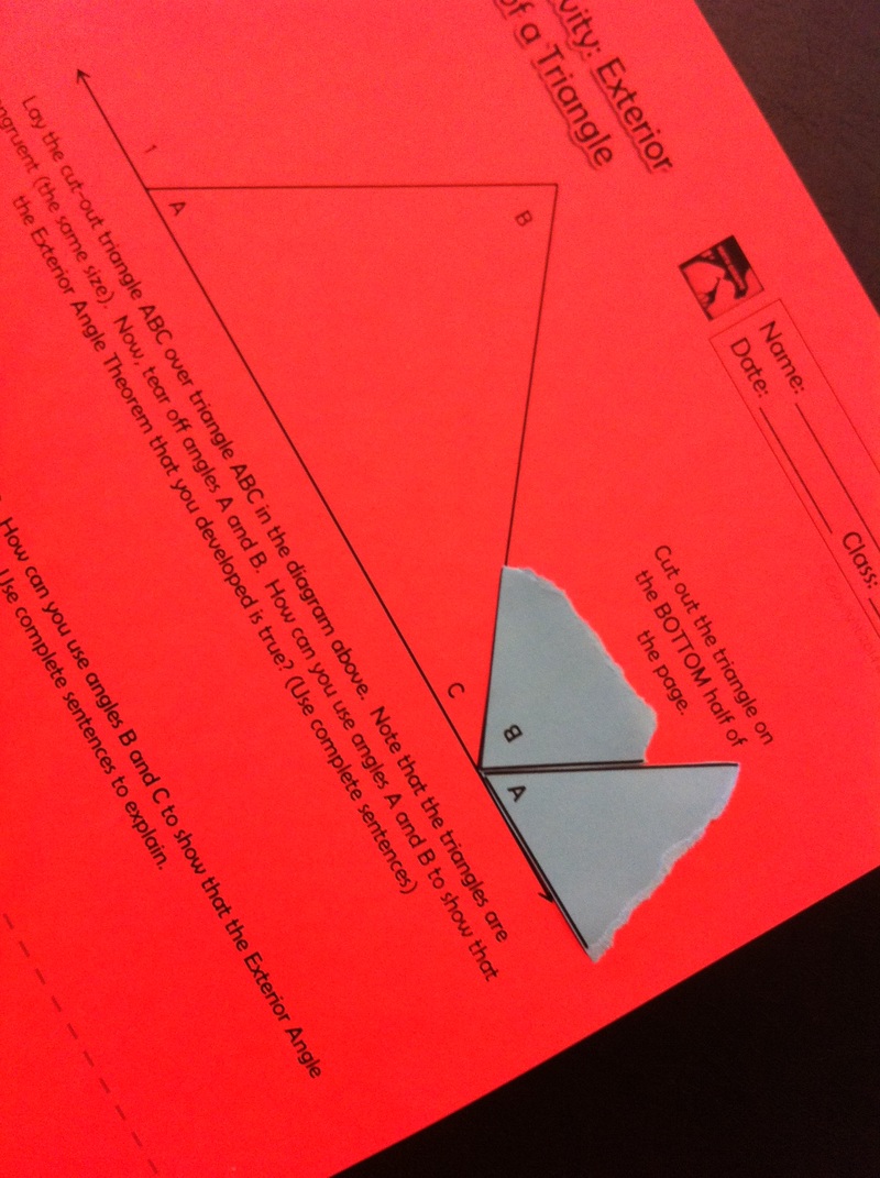Discovering Exterior Angles and Remote Interior Angles of a Triangle