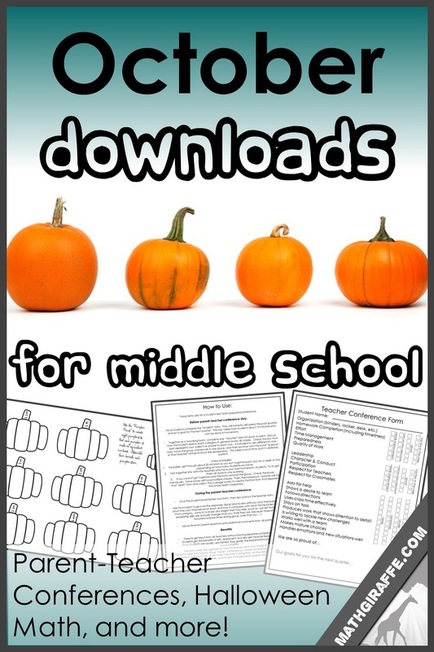 October Downloads for Middle School: Parent-Teacher Conferences, Halloween Math, and More