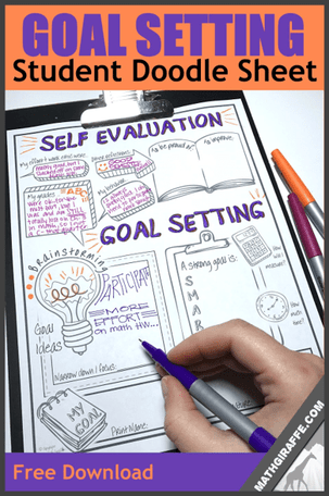 Goal Setting for Students - Doodle Style Self Evaluation and SMART Goal Planning Sheet