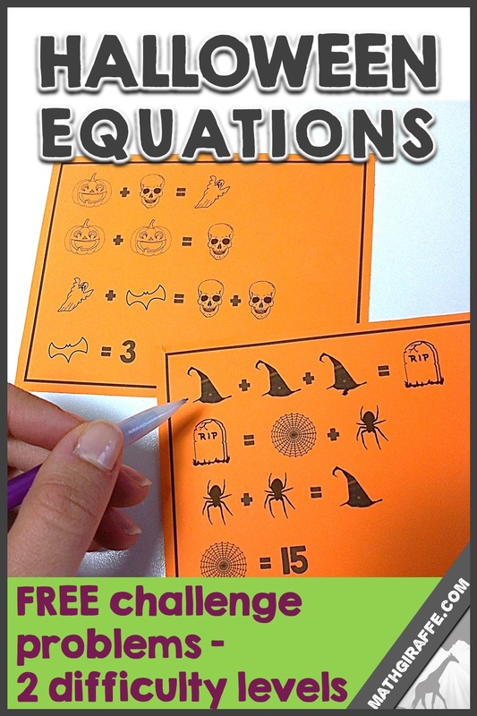 Halloween Equations - a fun, free math download for problem solving skills & algebra concepts