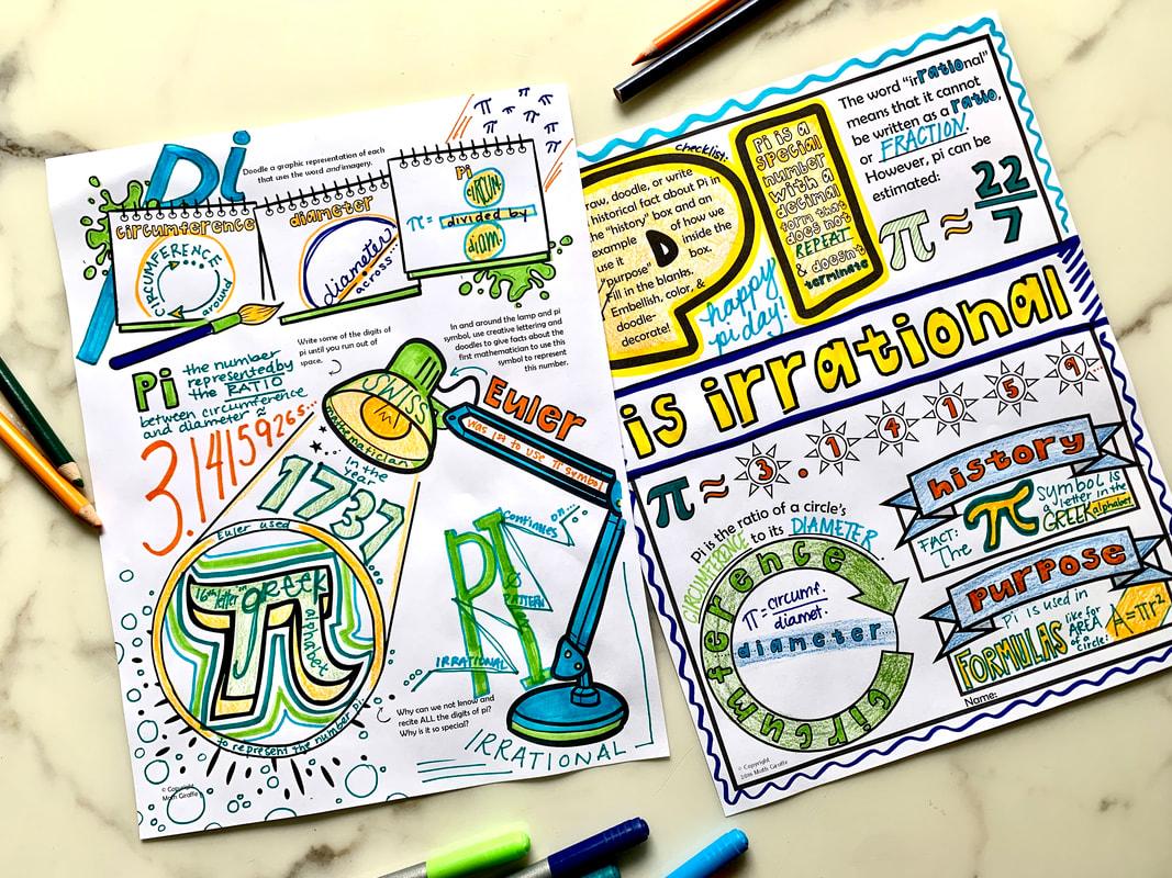 Pi Day doodle notes, activities, and options