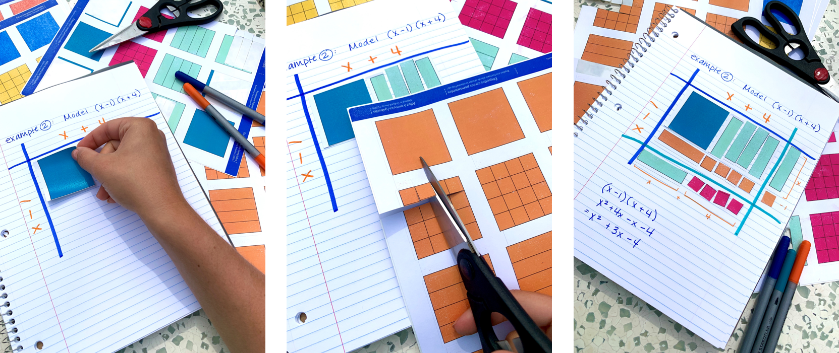 Algebra Tiles Sticker Templates for Student Math Notes