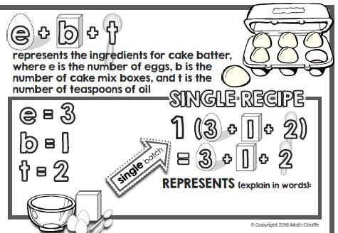 recipe analogy for the distributive property in algebra