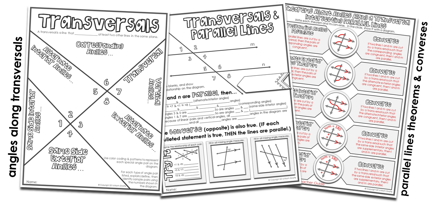 Visual Notes - Transversals & Parallel Line Theorems